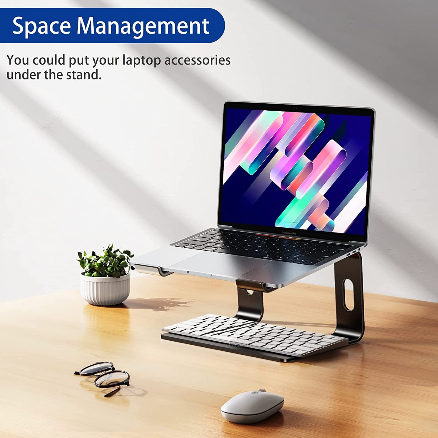 Aluminum Laptop Stand, Ergonomic Detachable Computer Stand, Riser Holder Notebook Stand Compatible with Air, Pro, Dell, HP, Lenovo More 10-15.6" Laptops, Black