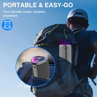 Bluetooth Speaker, Portable Wireless Bluetooth 5.0 Speaker with Stereo Bass, up to 100 Ft Bluetooth Range, IPX7 Waterproof Mini Bluetooth Speaker
