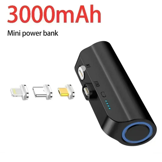3000mAh Magnetic Power Bank: Mini Portable Charger for iPhone, Samsung & More