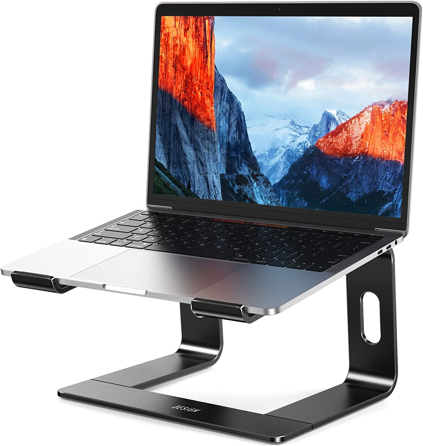 Aluminum Laptop Stand, Ergonomic Detachable Computer Stand, Riser Holder Notebook Stand Compatible with Air, Pro, Dell, HP, Lenovo More 10-15.6" Laptops, Black