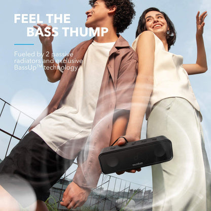 Portable Bluetooth Speaker - Wireless, IPX7 Waterproof, 24H Playtime, Pure Titanium Diaphragm Drivers, Partycast, Bassup, Custom EQ App - for Home, Shower, Outdoor, and Beach
