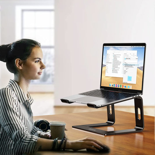 Aluminum Laptop Stand, Ergonomic Detachable Computer Stand, Riser Holder Notebook Stand Compatible with Air, Pro, Dell, HP, Lenovo More 10-15.6" Laptops, Black