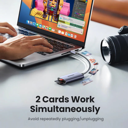 Dual SD/MicroSD Slot for Mac, Windows & More (SD4.0 UHS-II USB-C Card Reader (312MB/s)