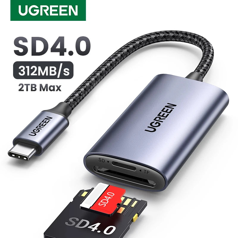 Dual SD/MicroSD Slot for Mac, Windows & More (SD4.0 UHS-II USB-C Card Reader (312MB/s)