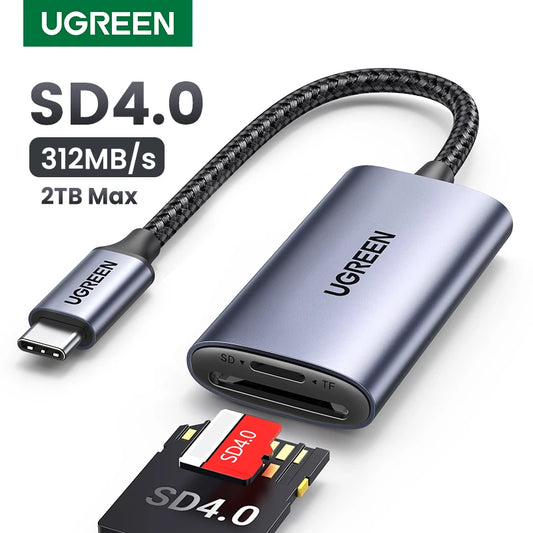 Dual SD/MicroSD Slot for Mac, Windows & More (SD4.0 UHS-II USB-C Card Reader (312MB/s)
