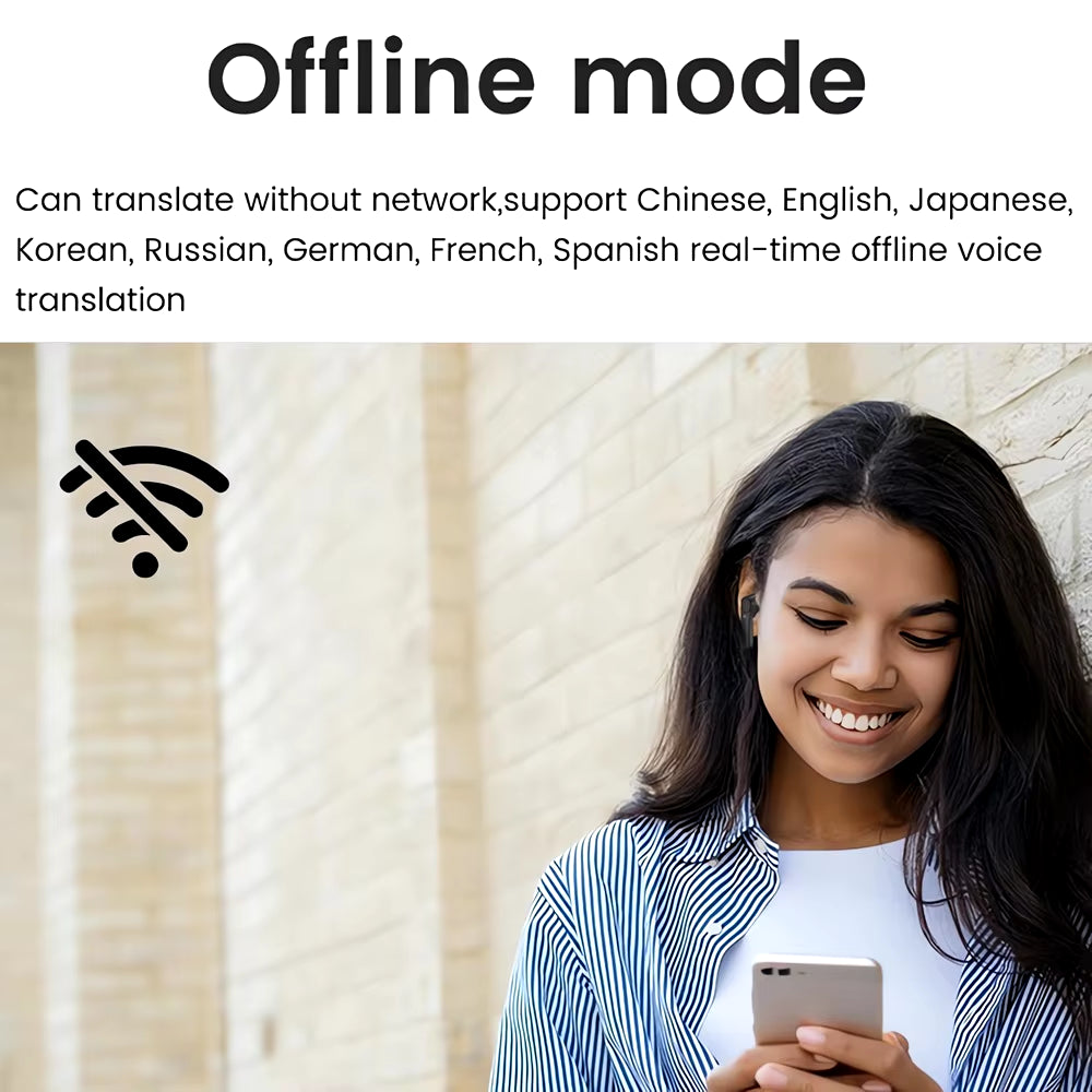 Intelligent Translate Earbuds - Real Time AI Voice Translator 98% Accuracy Support Online Offline 4 Translation Mode
