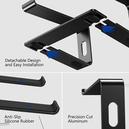 Aluminum Laptop Stand, Ergonomic Detachable Computer Stand, Riser Holder Notebook Stand Compatible with Air, Pro, Dell, HP, Lenovo More 10-15.6" Laptops, Black