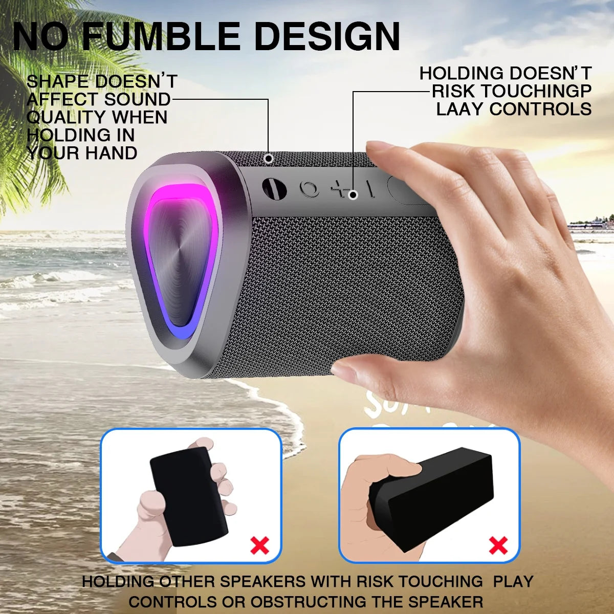 Bluetooth Speaker, Portable Wireless Bluetooth 5.0 Speaker with Stereo Bass, up to 100 Ft Bluetooth Range, IPX7 Waterproof Mini Bluetooth Speaker