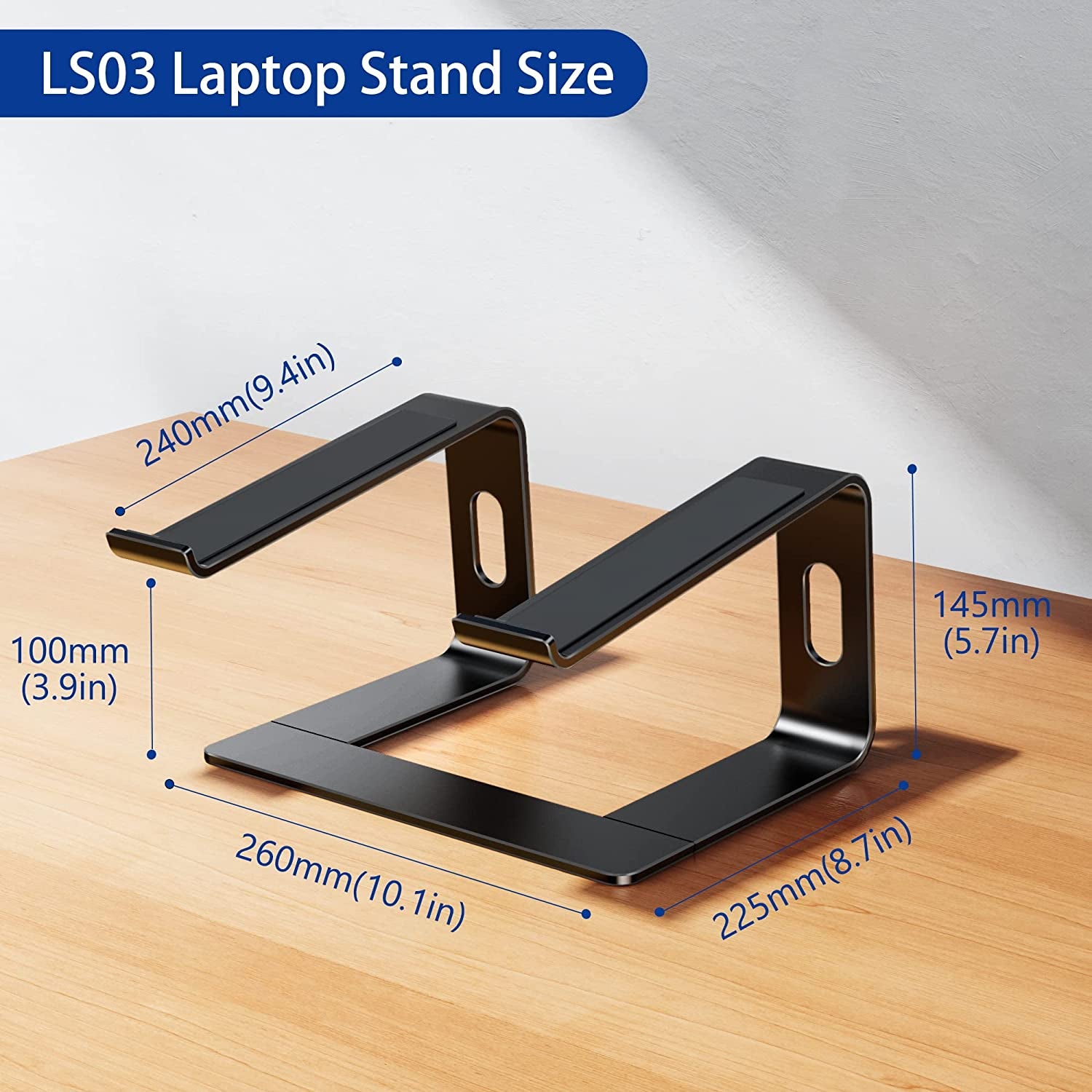 Aluminum Laptop Stand, Ergonomic Detachable Computer Stand, Riser Holder Notebook Stand Compatible with Air, Pro, Dell, HP, Lenovo More 10-15.6" Laptops, Black