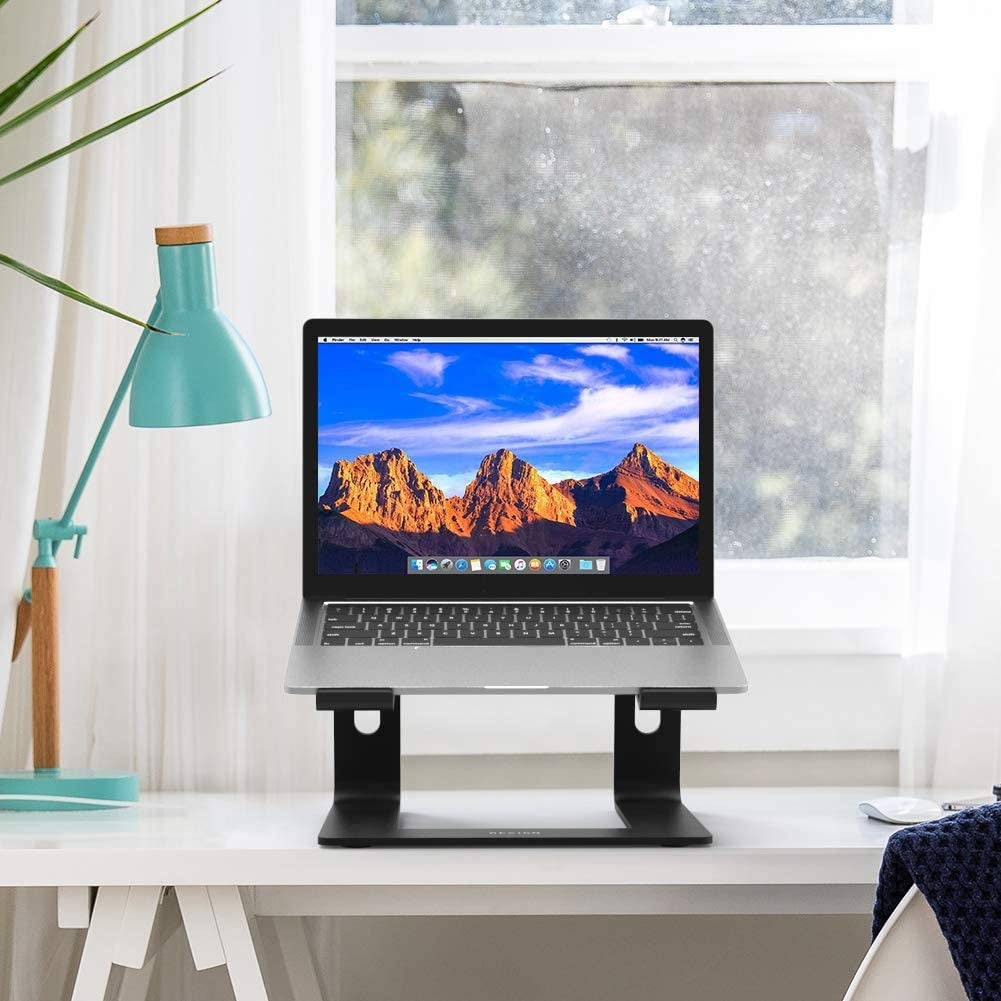 Aluminum Laptop Stand, Ergonomic Detachable Computer Stand, Riser Holder Notebook Stand Compatible with Air, Pro, Dell, HP, Lenovo More 10-15.6" Laptops, Black